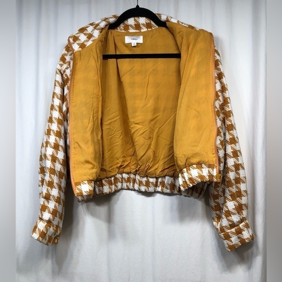 HERSY Gold White Bomber Style Jacket Full Zip Style HJ0019A Size Small - Picture 5 of 16